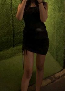 Women&#39;s Black Mini Bodycon Strip Dress