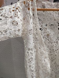 White Net Shrug Style Top For Women
