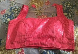 💥 Red Sleeveless Sequins Blouse