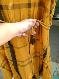 Mustard Colour Sleeveless Cotton Maxi Dress