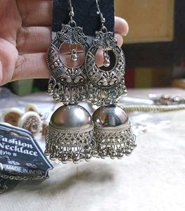 Oxidized Jhumka Earrings