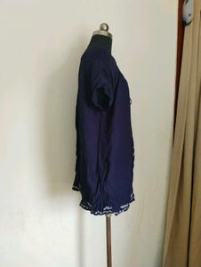plus size Embroidered Navy Blue Top