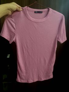 Zara Fitted Pink Tshirt Rib Material