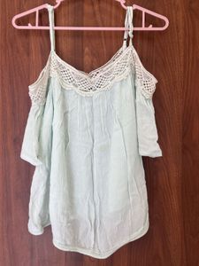 Blue Cold Shoulder Top