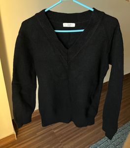 V Neck, Fuzzy Korean Sweater