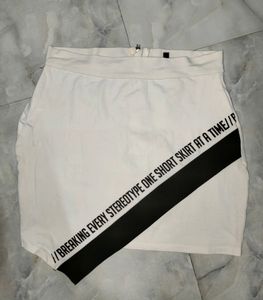 Stretchable Black And White Mini Skirt
