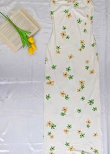 Floral Strapless Side-Slit Dress
