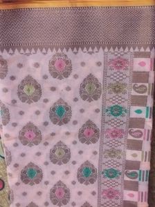 Pink Floral Cotton Silk Saree (Stritched Blouse)