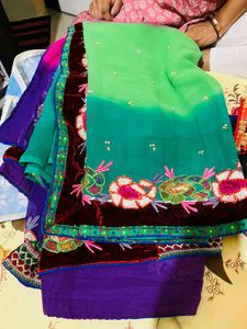 Elegant Green Embroidered Saree new wdt tag