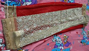 Red &amp; Gold Like Embellished Sari