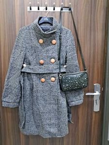 Korean A Shape Double Breasted Coat With Belt