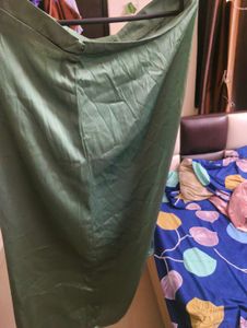 Green Satin Midi Skirt