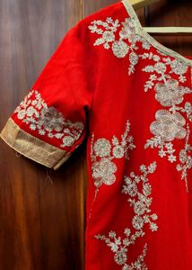 Red Embroidered Indian Dress
