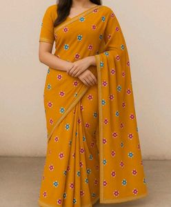 Mustard Floral Saree