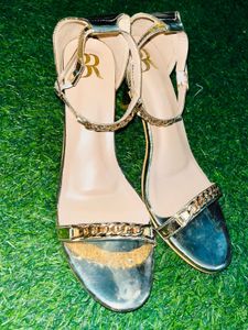 Stylish Gold Chain Heel Sandals