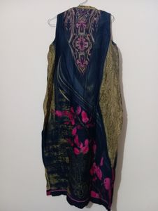Black Floral Kurti Pink Salwar With Printed Duppat