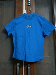 Blue Girl Gang Ribbed Top