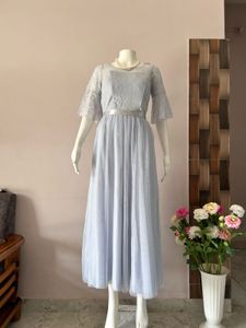 Grey lace embroidered dress
