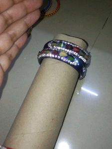 Violet Lak Glass, Studded Beaded Bangles Set of 2