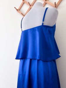 Azure Blue Satin Dress