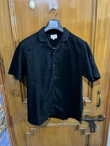 ETA (WESTSIDE) BLACK EMBROIDERED RELAXED FIT SHIRT
