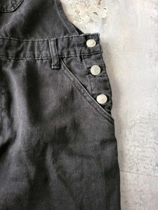 Black Denim Pinafore Dress