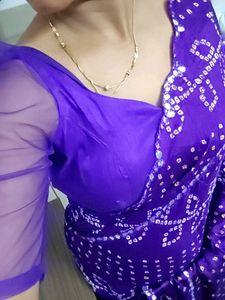 Purple Bandhani Saree