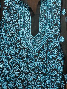 Lukhnowi Chikankari Kurta 🖤🩵