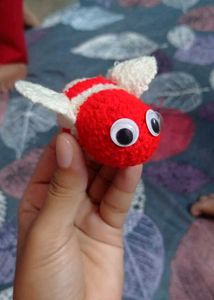 Cute Crochet Red Bee With Beautiful Eyes