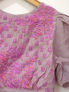 Embroidered Lavender Blouse