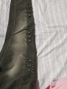 Gray Wash Jeans with Bow Detail