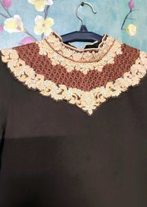Elegant Brown Embroidered Kurti