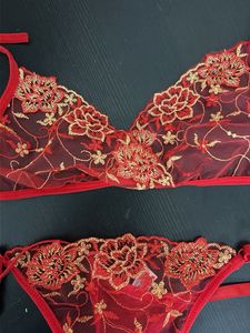 Red Floral Lingerie Set