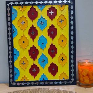 15=Handmade Lippan Art With Mirror Wall Decor 💙💛