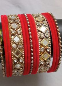 2 Dozen Red Velvet With Silver Metal Bangle Set
