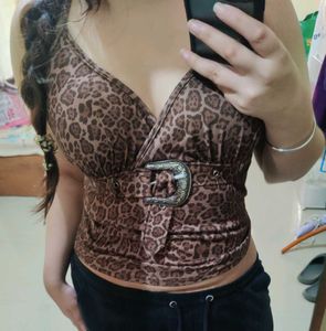 Belted Leopard Print Y2k Cami