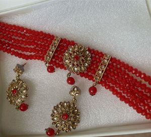 Red Beaded Jewelry Set