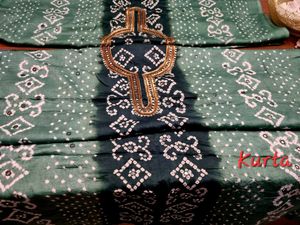 Bandhni Green EMBROIDERED Unstitched Suit Material