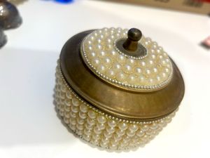 Combo Of Decorative Metal Box &amp; Kumkumhaldi Holder