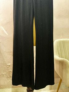 Women Striped Black Pant