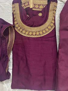 Elegant burgundy heavy Kurta patiyala salwar set,.