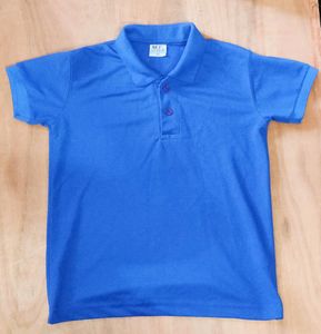 Boys Half Sleeve Blue Plain T Shirt