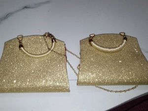 Golden Glitter Clutch Bag Set