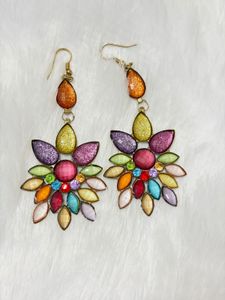 Colorful Gemstone Flower Earrings