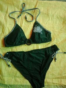 Black &amp; White Striped Swimsuit