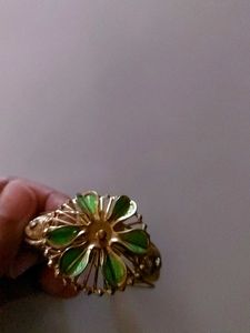 Golden And Green Colour Mixed Traditional Bangle