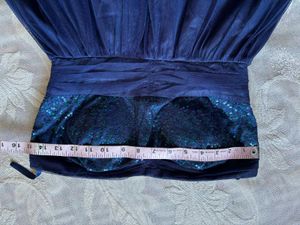 Stunning Navy Blue Sequin Strapless Cocktail Dress