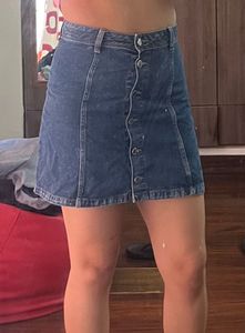 Denim Button-Front Mini Skirt