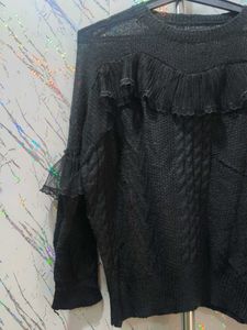 Elegant Black Ruffle Sweater