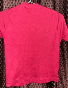 Ribbed Short Sleeve Mock Neck Top